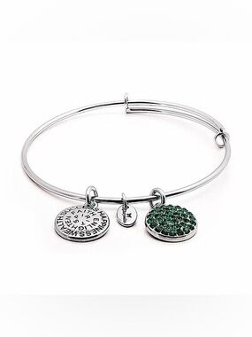 Chrysalis Good Fortune May Emerald CZ Birthstone Crystal Expandable Bangle
